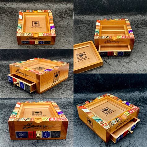 Genesis Project Cigar Box Ashtray With Draw And Cigar Band Art Etsy Cigar Box Cigar Box