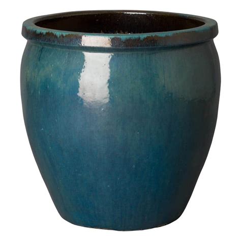 Reviews For Emissary In D X In H Teal Ceramic Round Planter