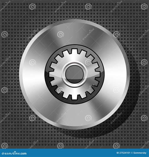 Metallic Icon With Gear On Knob Stock Vector Illustration Of