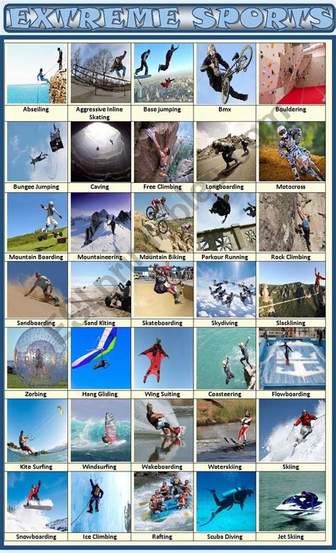 Extreme Sports Esl Worksheet By Soluna