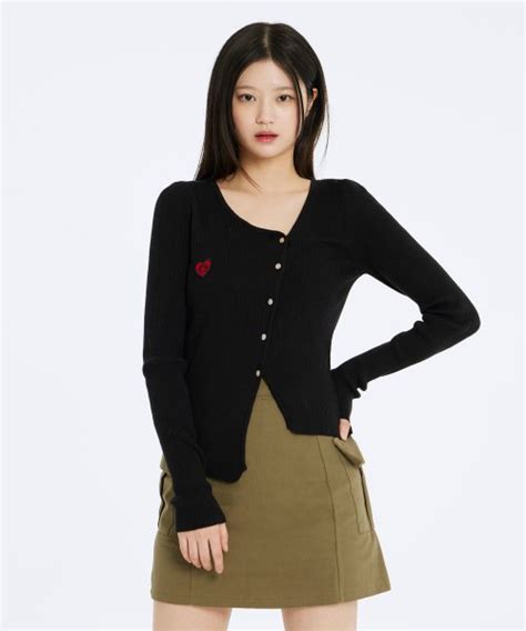 MUSINSA ULKIN CANVAS Betty Boop Unbalanced Diagonal Cardigan Black