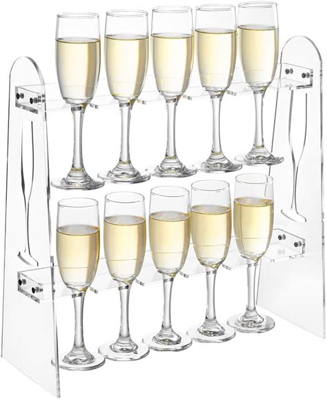 Amazon MyGift 2 Tier Modern Premium Clear Acrylic Champagne Flute