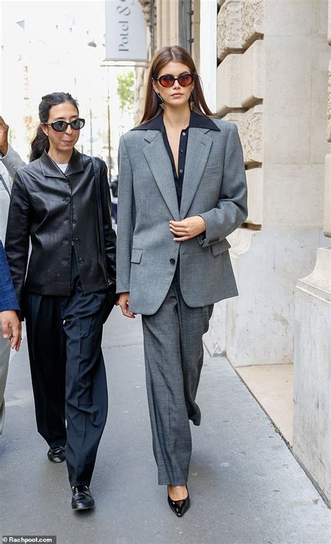 Kaia Gerber Looks Effortlessly Chic In An Oversized Grey Blazer As She