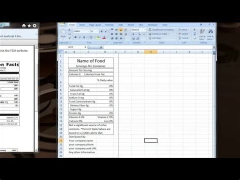 Nutrition Facts Label Template Excel | Besto Blog