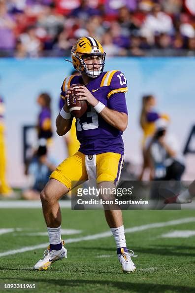 Lsu Tigers Quarterback Garrett Nussmeier Looks To Pass During The