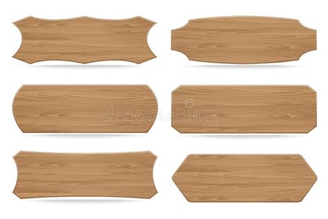 Set of 6 Shapes Wooden Sign Boards Stock Illustration - Illustration of isolated, frame: 138902756