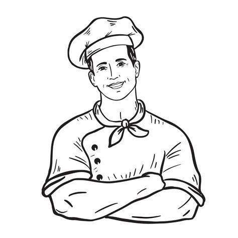 Smiling Chef In Arms Crossed Pose Happy Chef Cook In Hat Isolated On