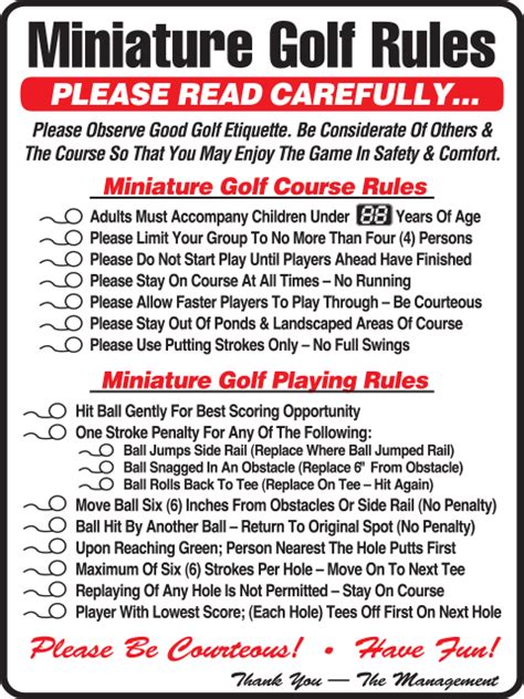 GOLF RULES SIGN - FEC Parts