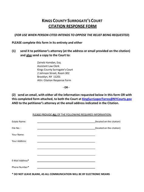 Fillable Online Citation Response Form Fax Email Print Pdffiller