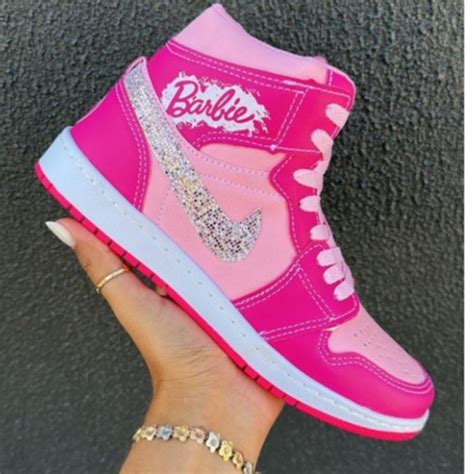 Tenis Botinha Air Jordan Feminino Meninas Barbie Glitter Preto Sola