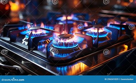 Kitchen Gas Stove Burner With Blue Flame Transparent AI Generated