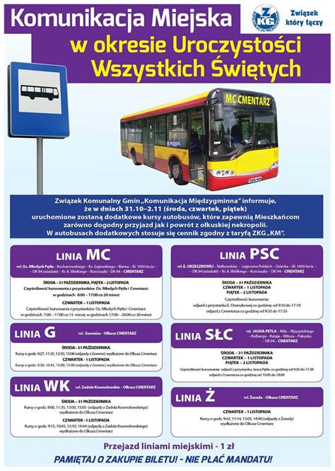 Dodatkowe Kursy Autobus W W Okresie Wszystkich Wi Tych Zkgkm