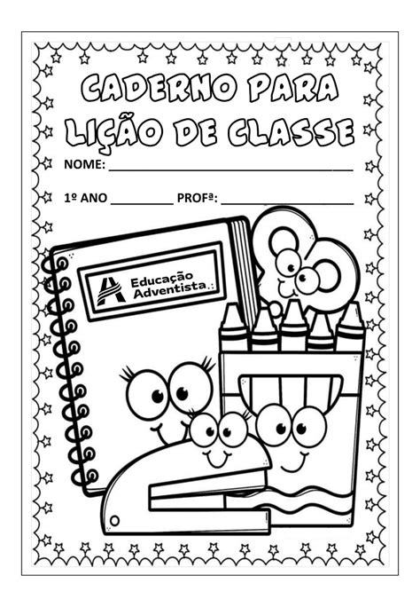 1º ano CAPINHAS DE CADERNOS PARA COLORIR Cuca Super legal