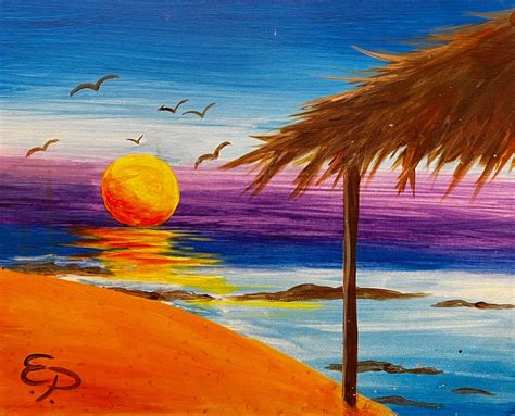 Beautiful Beach Sunset Painting