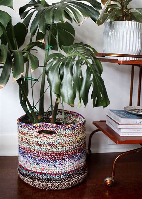 Scrap Yarn Crochet Basket Scrapbusting Idea My Poppet Makes