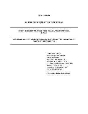 Fillable Online Supreme Courts State Tx Relators Reply BriefonMerits