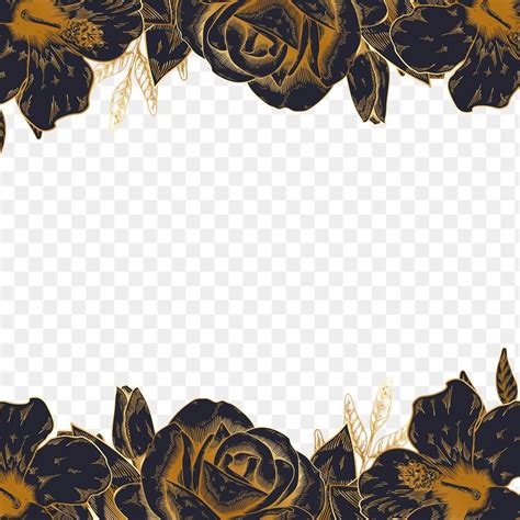 Hand drawn black and gold rose border design element | premium image by ...