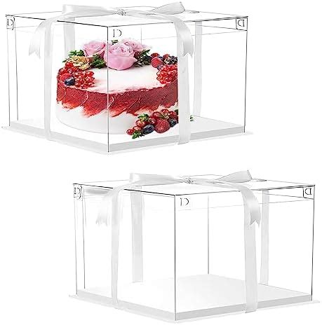 RNHDLY 2pcs Boite Gateau 27 27 18cm Boîte à Gâteaux Transparente