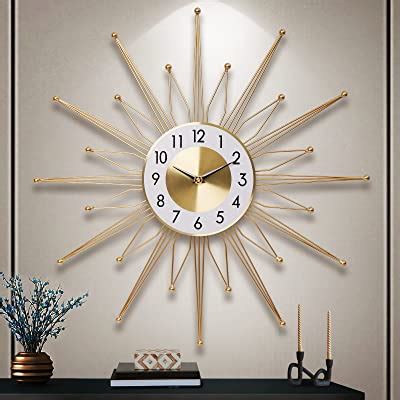 Amazon Lafocuse Inch Metal Sunburst Mid Century Wall Clock