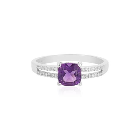 Sibirischer Amethyst Zirkon Platinplattierter Silberring Ct