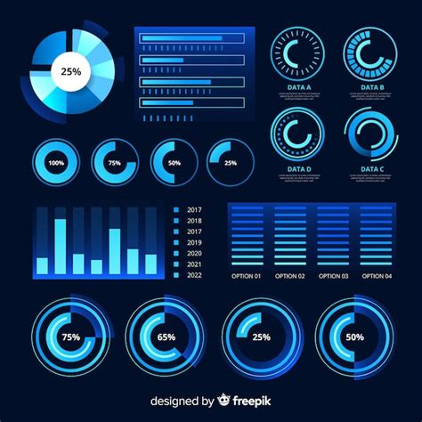 Free Vector Futuristic Infographic Element Collection