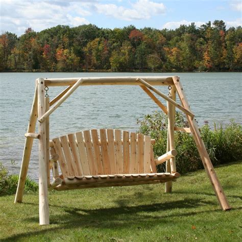 Lakeland Mills Outdoor Wooden Cedar Log Yard Swing Set