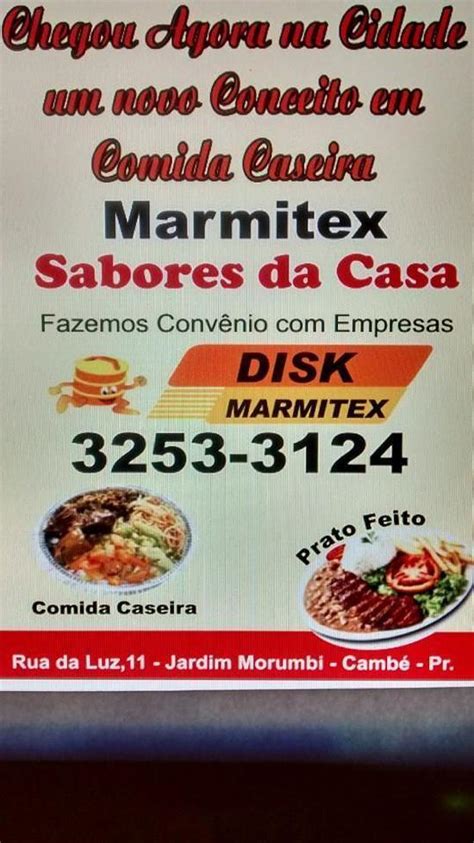 Carta del restaurante Marmitex Sabores da Casa Cambé