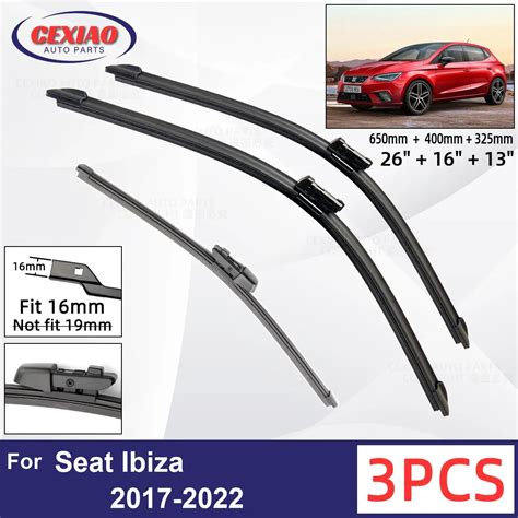 For Seat Ibiza Car Front Rear Wiper Blades Soft Rubber