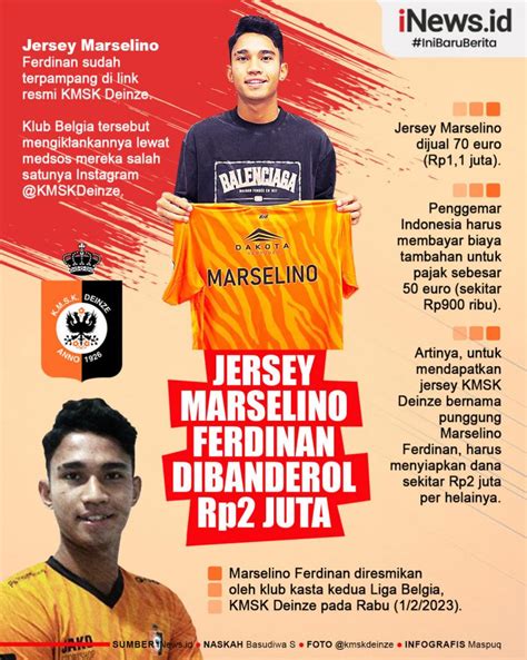 Infografis Jersey Marselino Ferdinan Di Kmsk Deinze Dibanderol Rp2 Juta