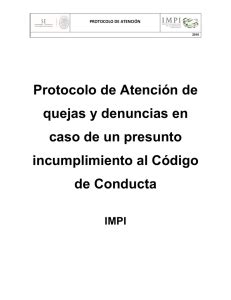 Protocolo para la atención de quejas y o denuncias