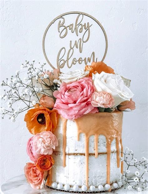 Baby In Bloom Cake Topper Baby Shower Cake Sign Pregnancy Reveal