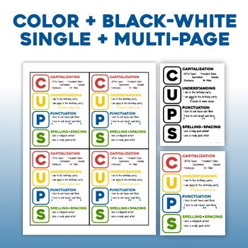 CUPS Writing FREE Poster Editing Classroom Chart By Dallas Penner