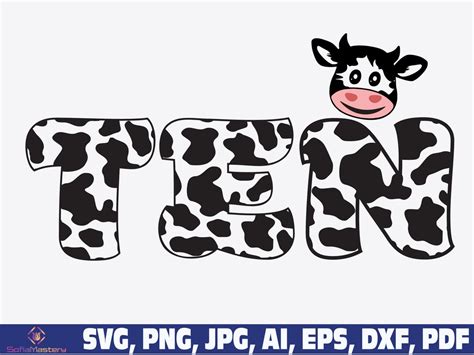 Cow Ten Birthday Svg 10th Birthday Cow Svg Tenth Birthday Etsy