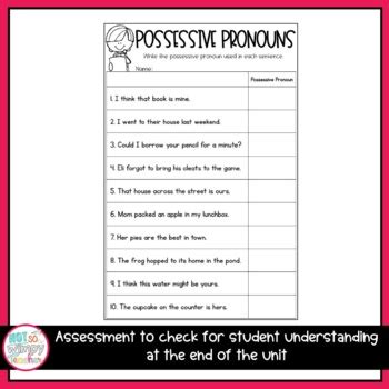 Grammar Fourth Grade Activities Possessive Pronouns By Not So Wimpy