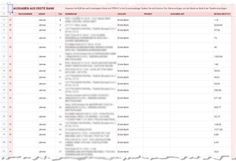 Erste Bank Sparkasse Kontoauszug In Der Csv Tabelle