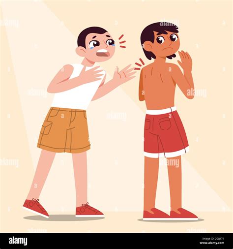 Cartoon People With A Sunburn Illustration Vector Illustration Stock