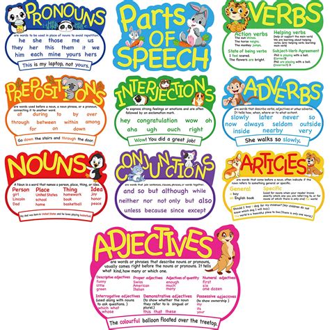 Buy Outus 10 Pcs Parts Of Speech Grammar Educational Grammar Cutouts