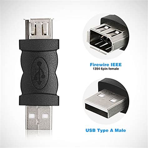 4 Pieces Firewire Ieee 1394 6 Pin Usb Adapter Female F To Usb M Male Cable Converter Firewire 6