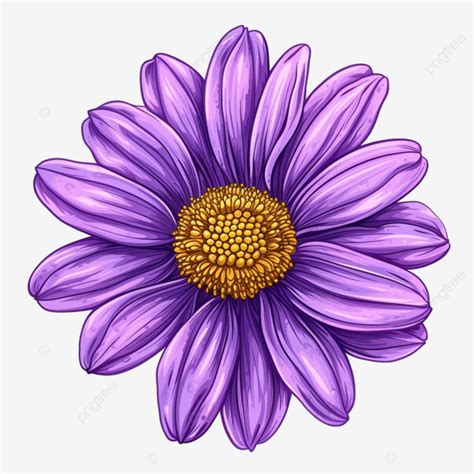 Purple Daisy Flower Cartoon Floral Art For Sticker Shirt Printing