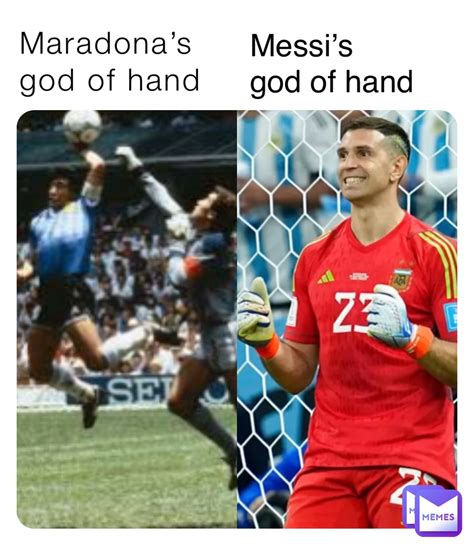 Maradona’s god of hand Messi’s god of hand | @thahirahmed111 | Memes