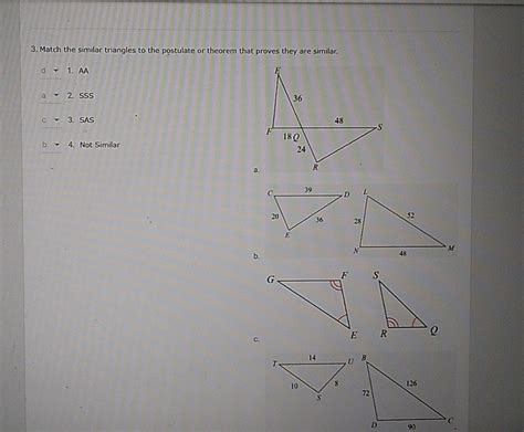 Solved Match The Similar Triangles To The Postulate Or Theorem That