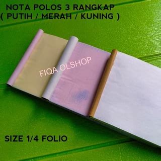 Jual Nota Polos Ncr Folio Rangkap Putih Merah Kuning Shopee