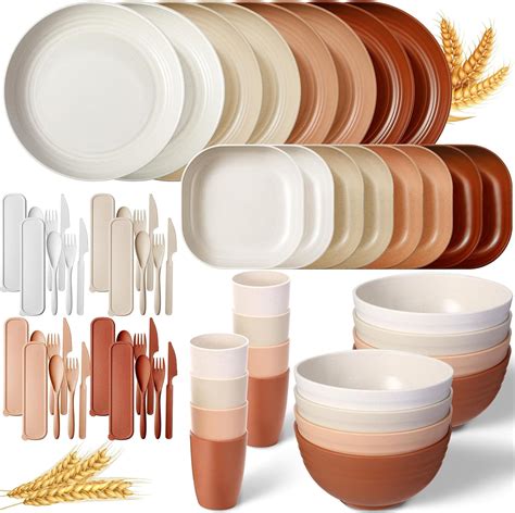 Amazon Didaey Wheat Straw Dinnerware Sets Unbreakable Plates And