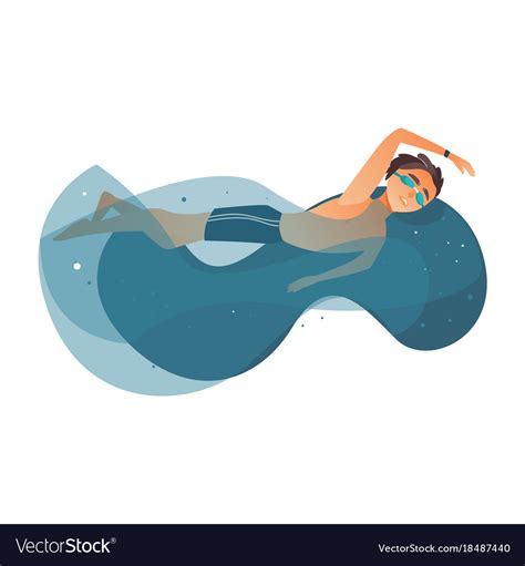 Cartoon Boy Swimming In Pool Royalty Free Vector Image