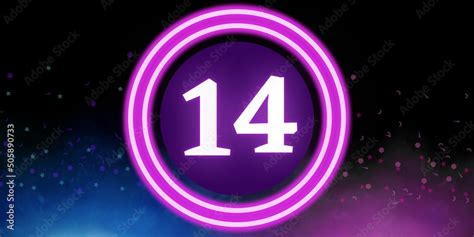 Number 14 Banner With The Number Fourteen On A Black Background