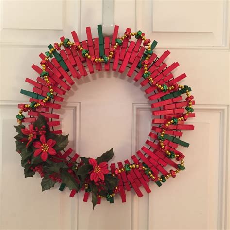 Christmas Wreath Clothespin Wreath Christmas Clothes Pin Wreath