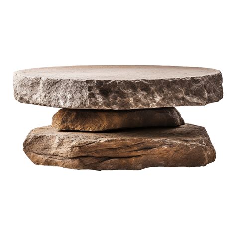 Ai Generated Flat Rock Stone Podium For Display Product Isolated On