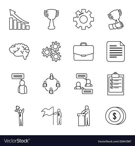 Business Line Style Icon Set Design Royalty Free Vector