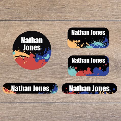 Paint Splatter Name Labels Iron On Pack Stickerscape Name Labels