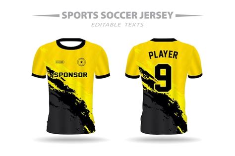 Premium Vector | Yellow and black soccer football jersey design template for printing